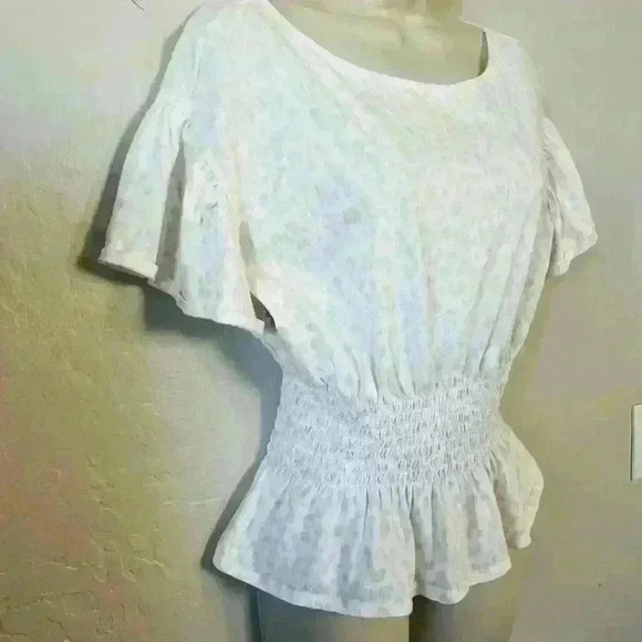 INC International Concepts NWOT Cotton printed smock waist top in light animal p - Picture 4 of 10